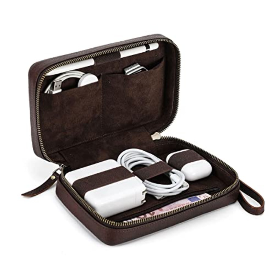 Tech Accessories Travel - Full Grain Leather Electronic Organizer Travel