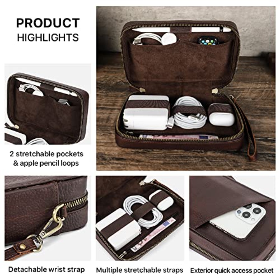 Full Grain Leather Electronic  - Tech Accessories Travel ulasan dan harga